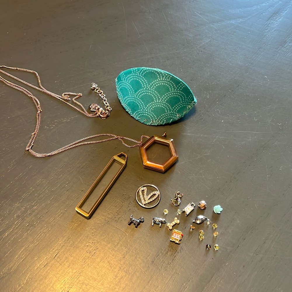 Origami owl necklace and charms